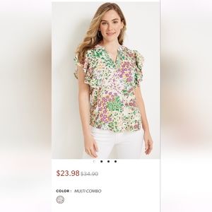 Maurices floral flutter sleeve blouse top plus size XXL